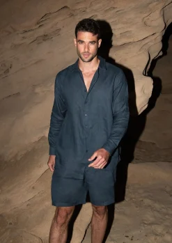 Danny Linen Dark Blue - Shorts*Bananhot Clearance