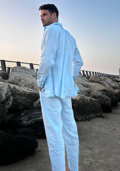 Danny Linen Light Blue - Trouseres*Bananhot Best Sale