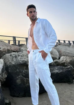 Danny Linen White - Trouseres*Bananhot Online